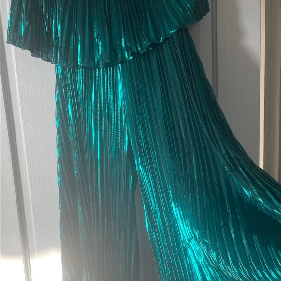Strut & Bolt Pants - Shimmering Teal Pleated Jumpsuit NWT